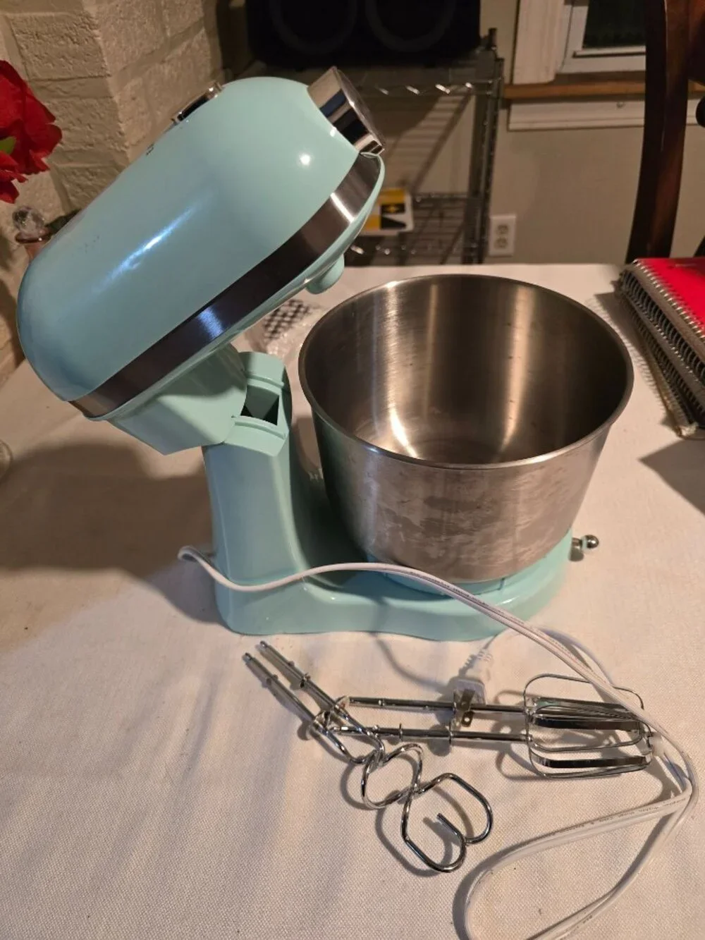 Nostalgia Aqua Blue Stand Mixer With Stainless Steel Bowl & Attachments 6-Speed